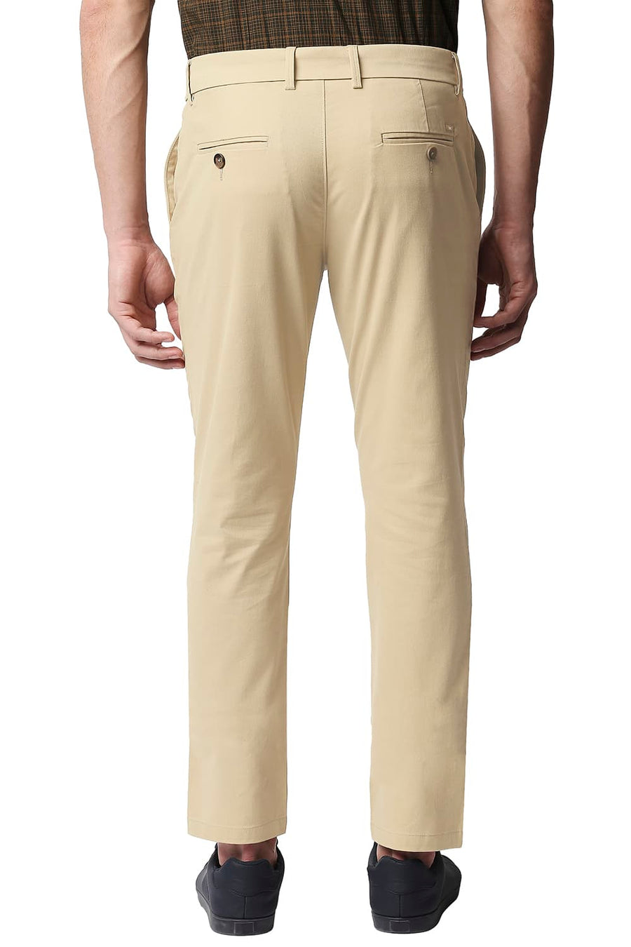 BASICS TAPERED FIT CANDIED KHAKHI STRETCH TROUSERS