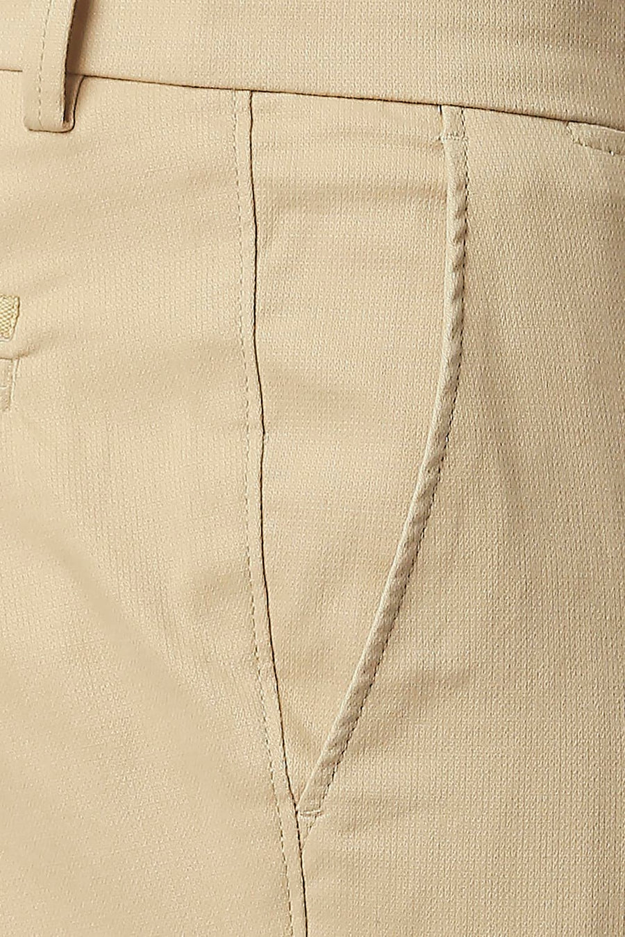 BASICS TAPERED FIT CANDIED KHAKHI STRETCH TROUSERS