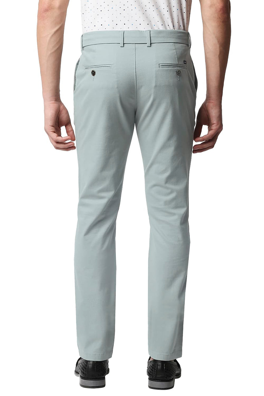BASICS TAPERED FIT JADEITE TURQUOISE STRETCH TROUSERS
