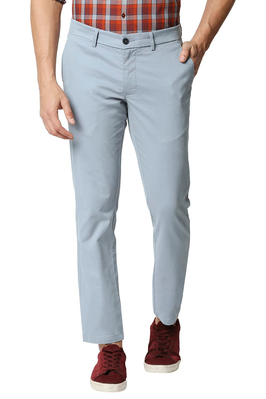 BASICS TAPERED FIT CITADEL BLUE STRETCH TROUSERS