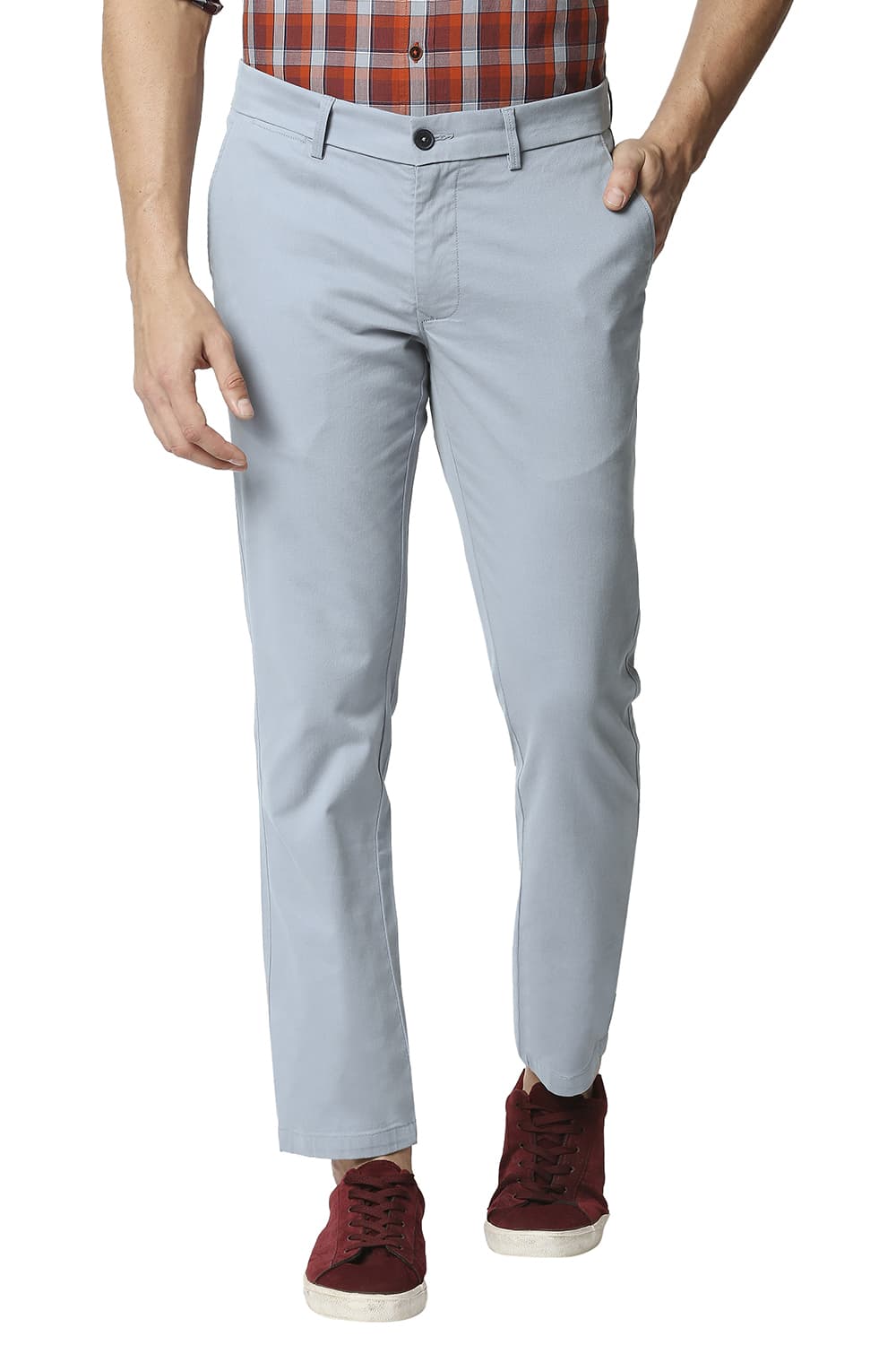 BASICS TAPERED FIT STRETCH TROUSERS