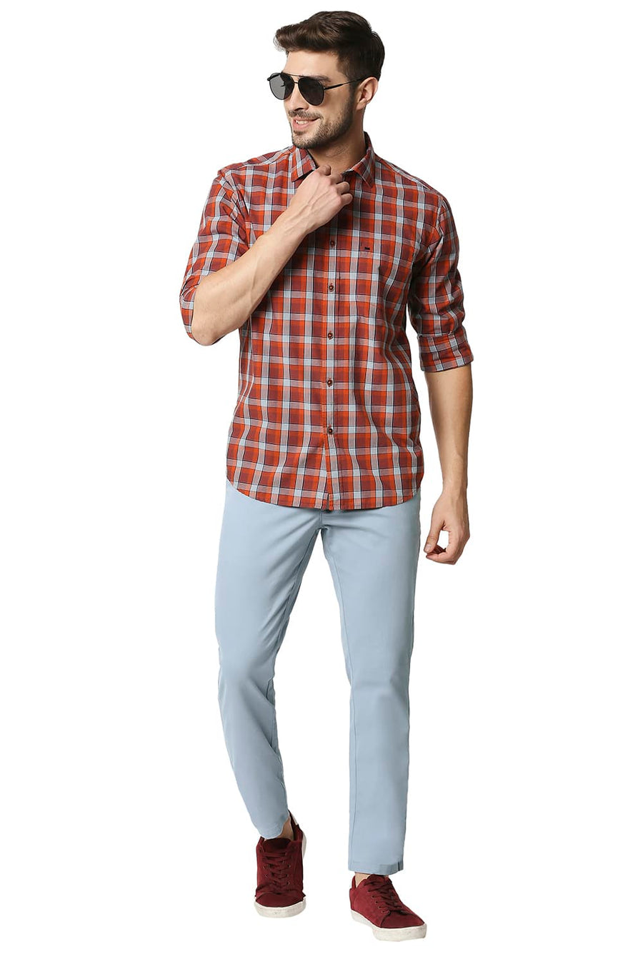 BASICS TAPERED FIT CITADEL BLUE STRETCH TROUSERS