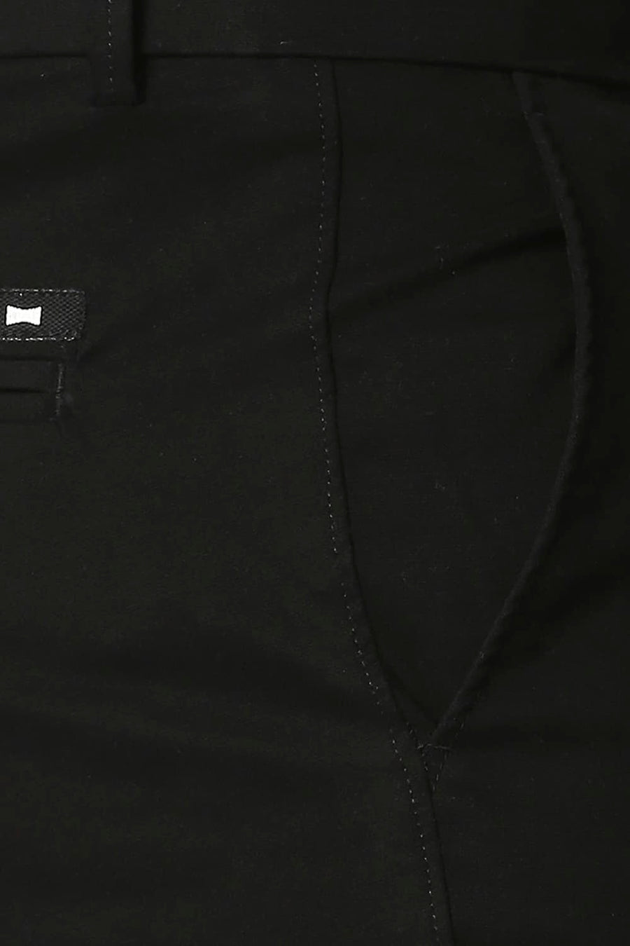 BASICS TAPERED FIT BRISTOL BLACK STRETCH TROUSERS