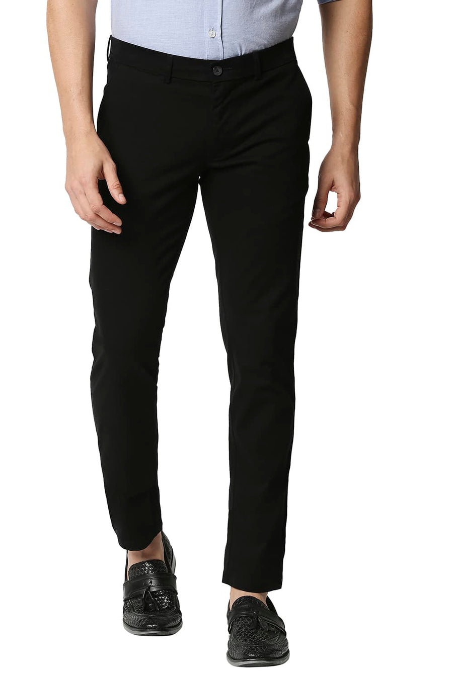 BASICS TAPERED FIT BRISTOL BLACK STRETCH TROUSERS
