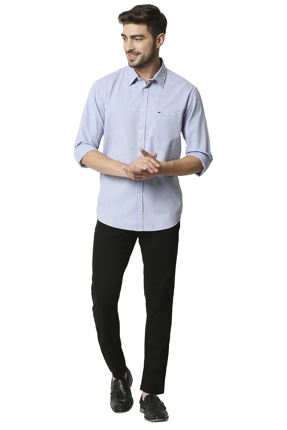 BASICS TAPERED FIT STRETCH TROUSERS