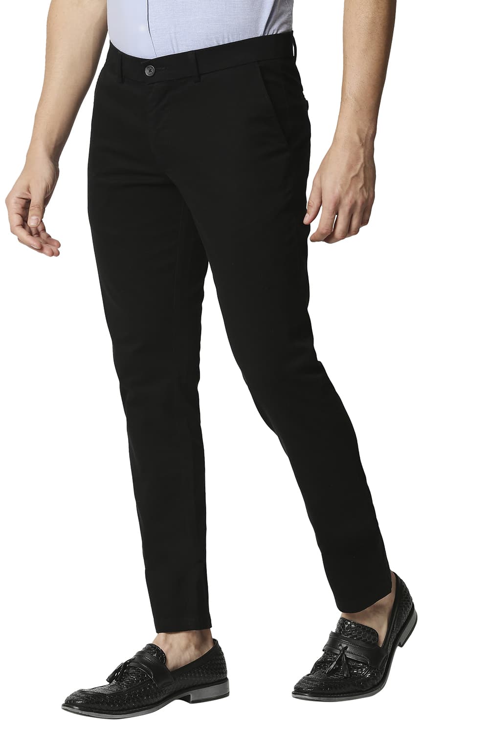 BASICS TAPERED FIT STRETCH TROUSERS