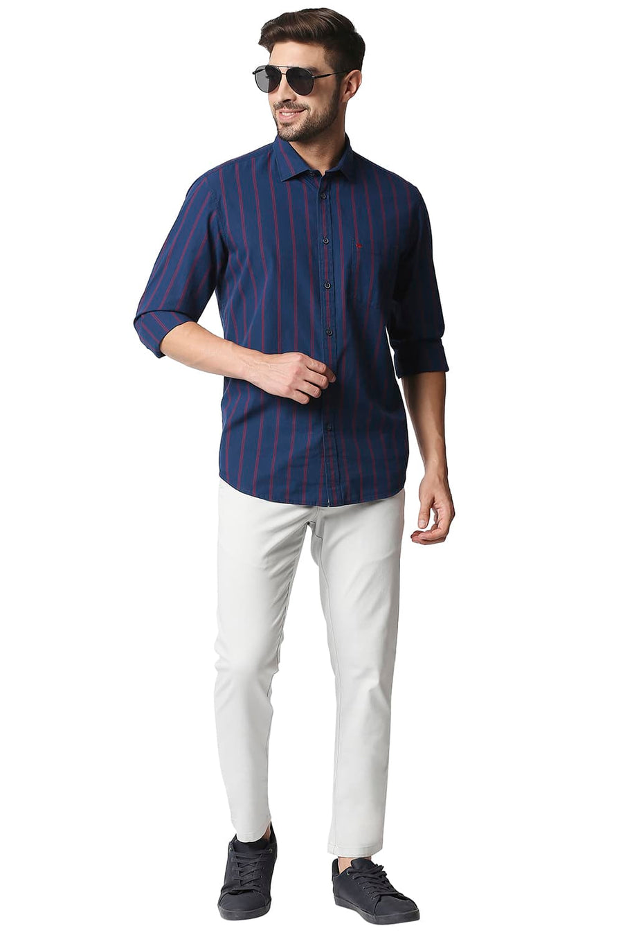 BASICS TAPERED FIT OUSTER GREY STRETCH TROUSERS