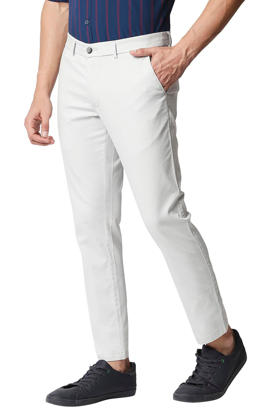 BASICS TAPERED FIT OUSTER GREY STRETCH TROUSERS