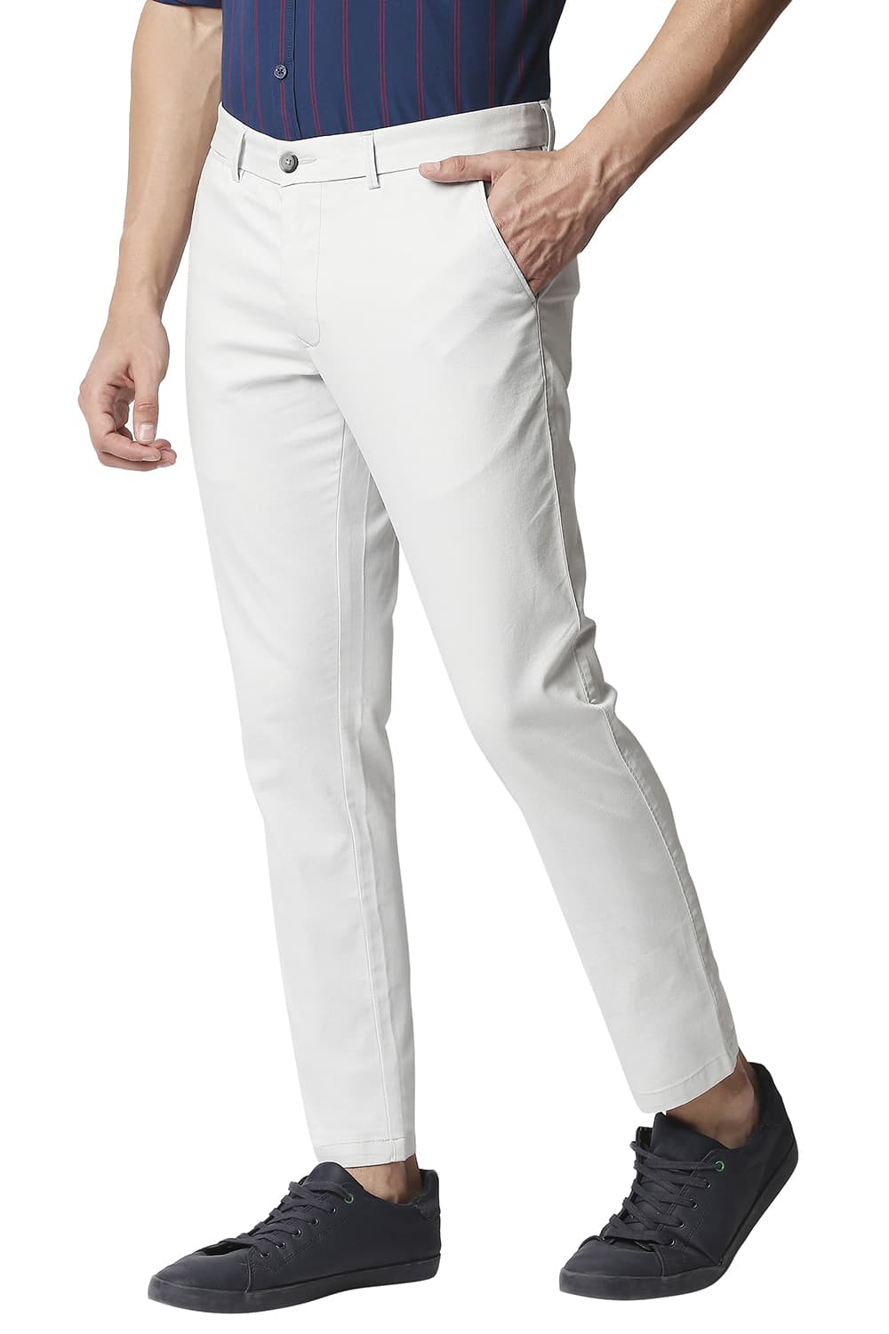 BASICS TAPERED FIT STRETCH TROUSERS