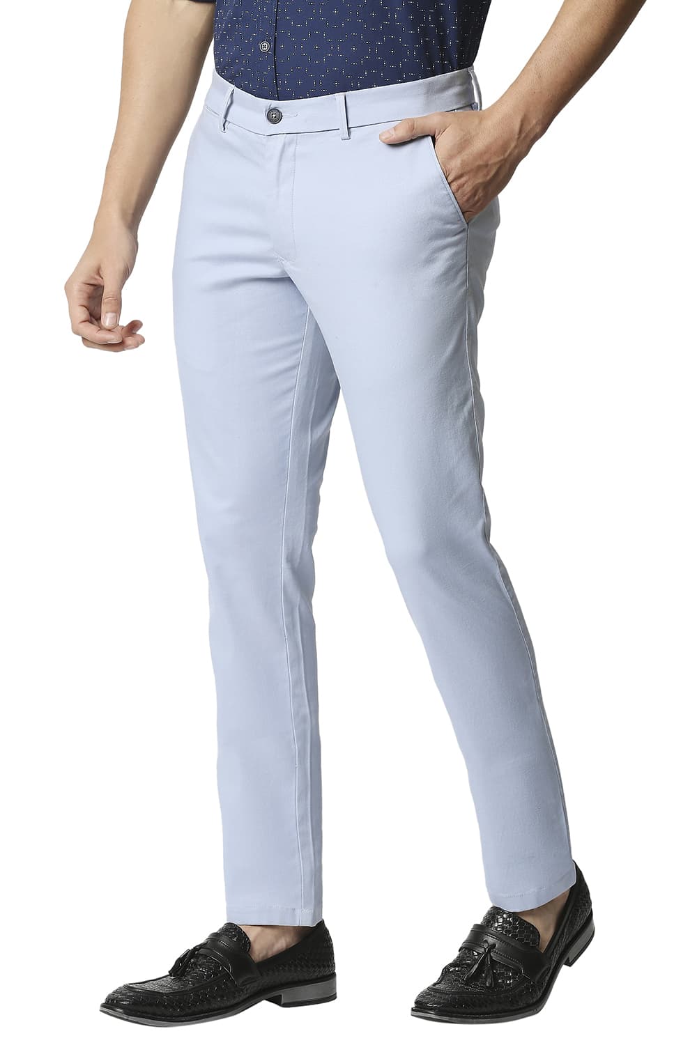 BASICS TAPERED FIT STRETCH TROUSERS