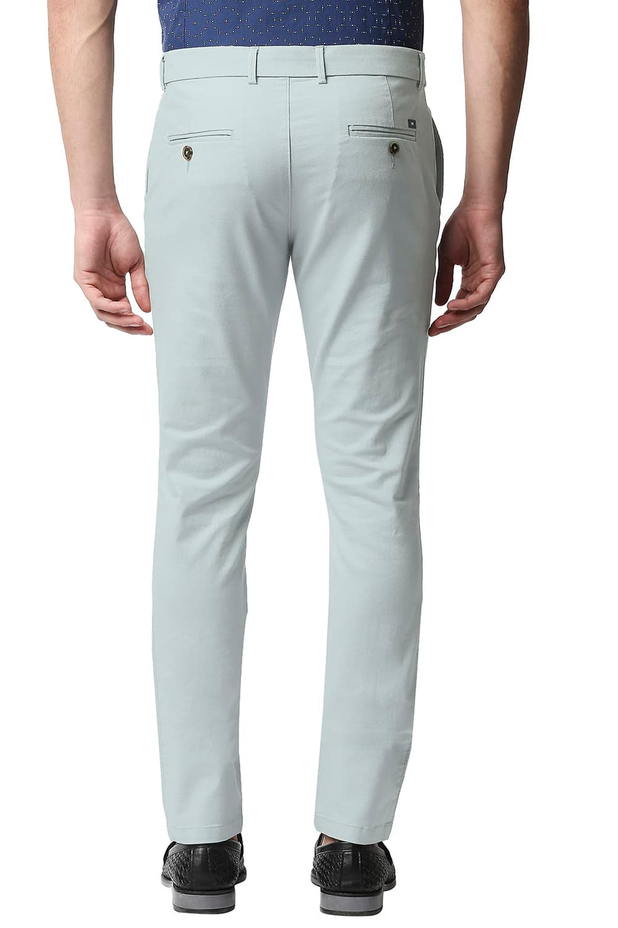 BASICS TAPERED FIT ETHER TURQUOISE STRETCH TROUSERS