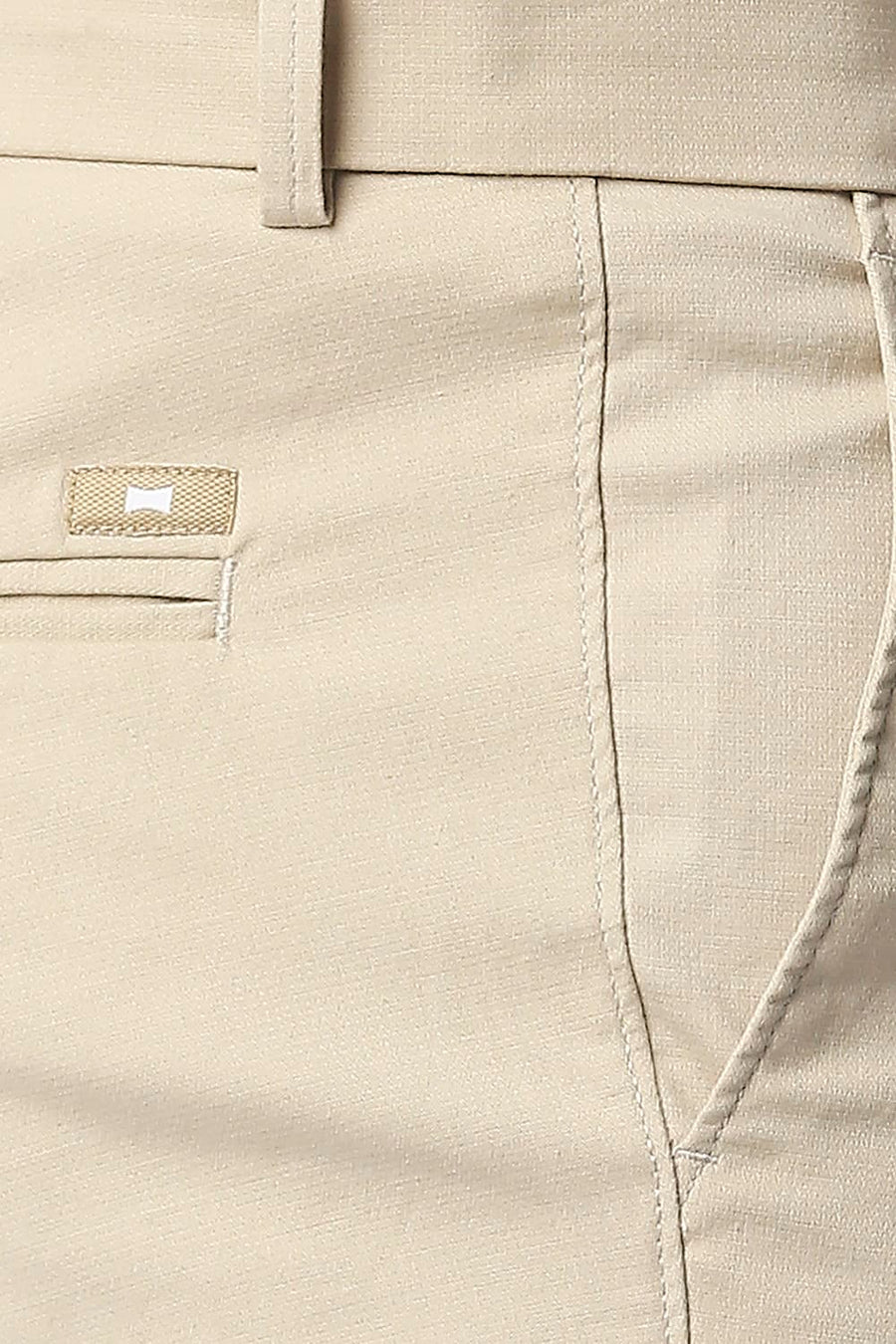 BASICS TAPERED FIT REED KHAKHI STRETCH TROUSERS