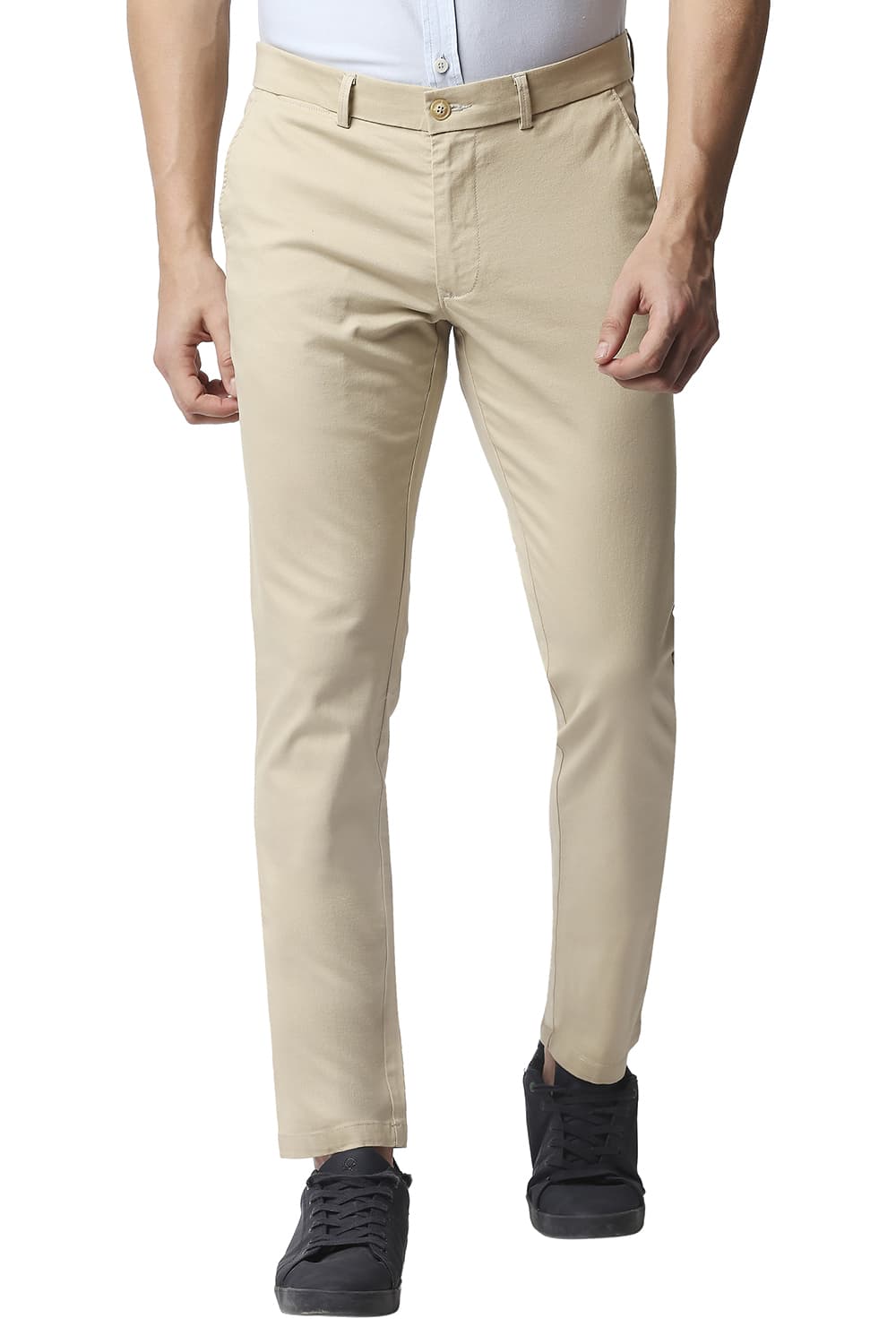 BASICS TAPERED FIT STRETCH TROUSERS