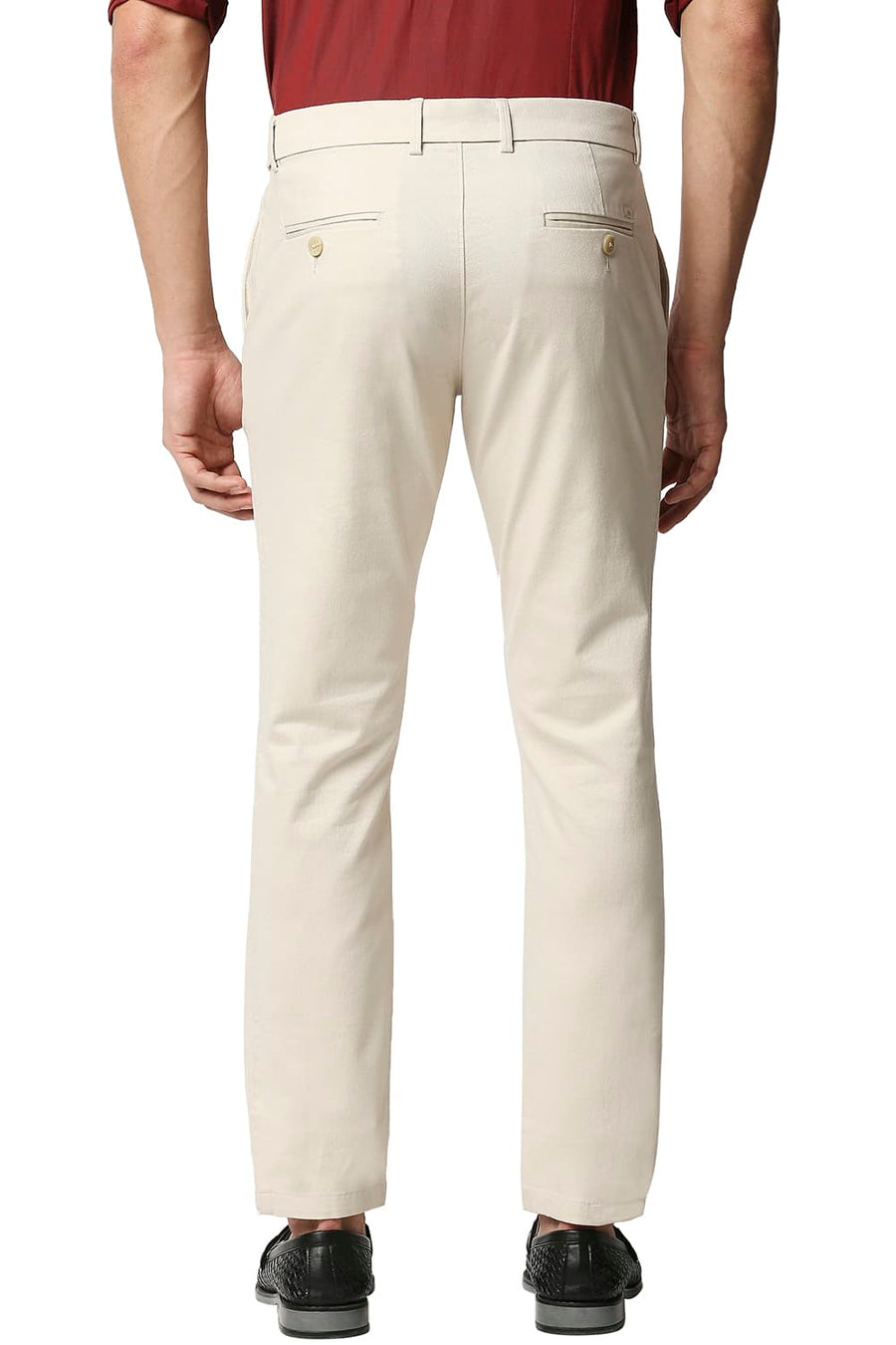 BASICS TAPERED FIT WHISPER ECRU STRETCH TROUSERS