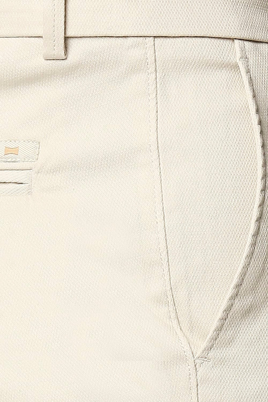 BASICS TAPERED FIT WHISPER ECRU STRETCH TROUSERS