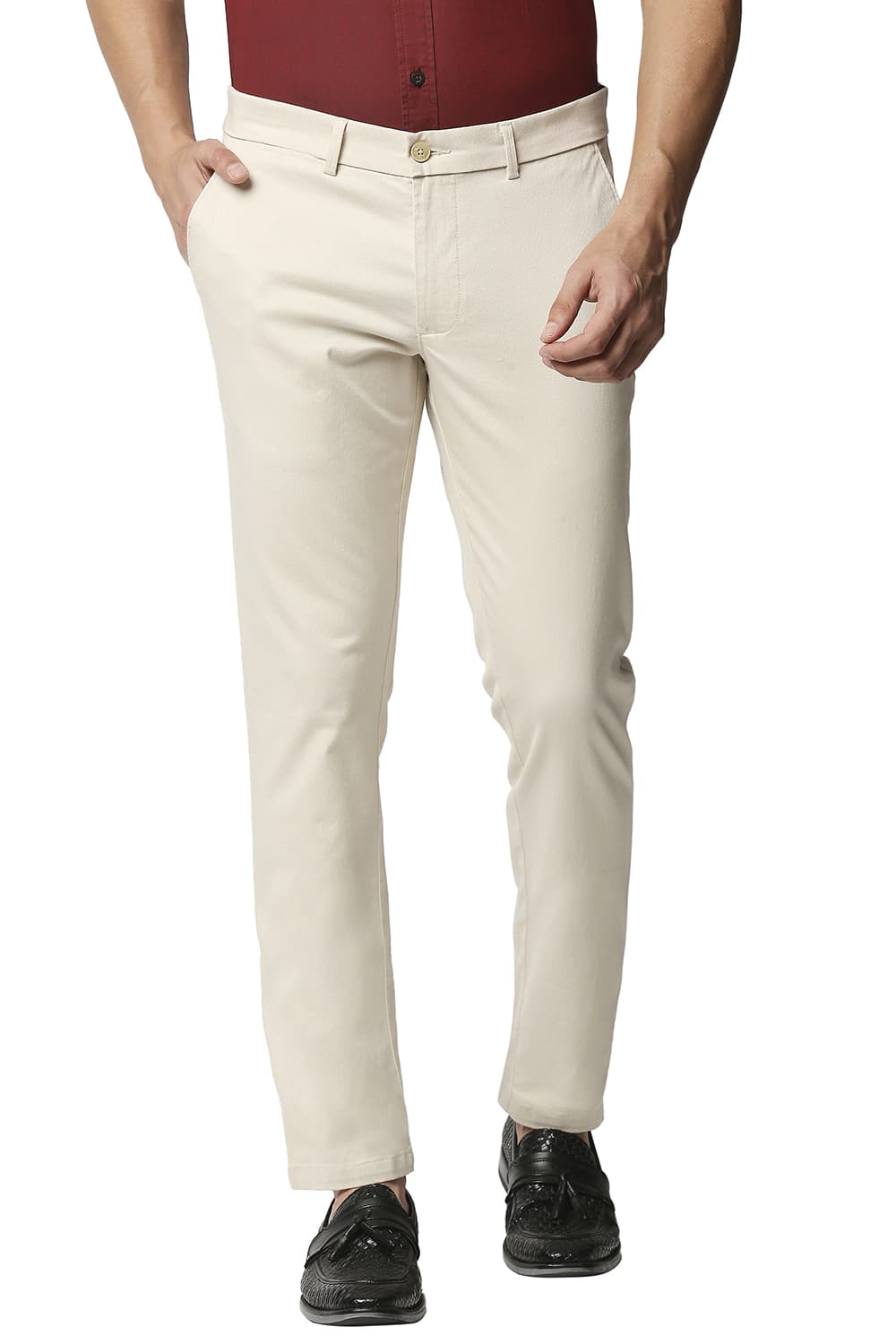 BASICS TAPERED FIT STRETCH TROUSERS