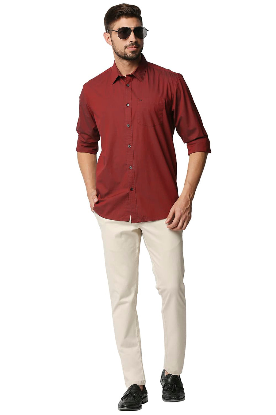 BASICS TAPERED FIT WHISPER ECRU STRETCH TROUSERS