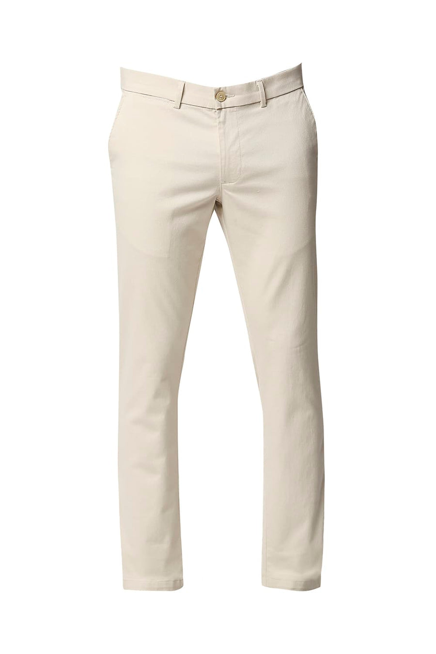 BASICS TAPERED FIT WHISPER ECRU STRETCH TROUSERS