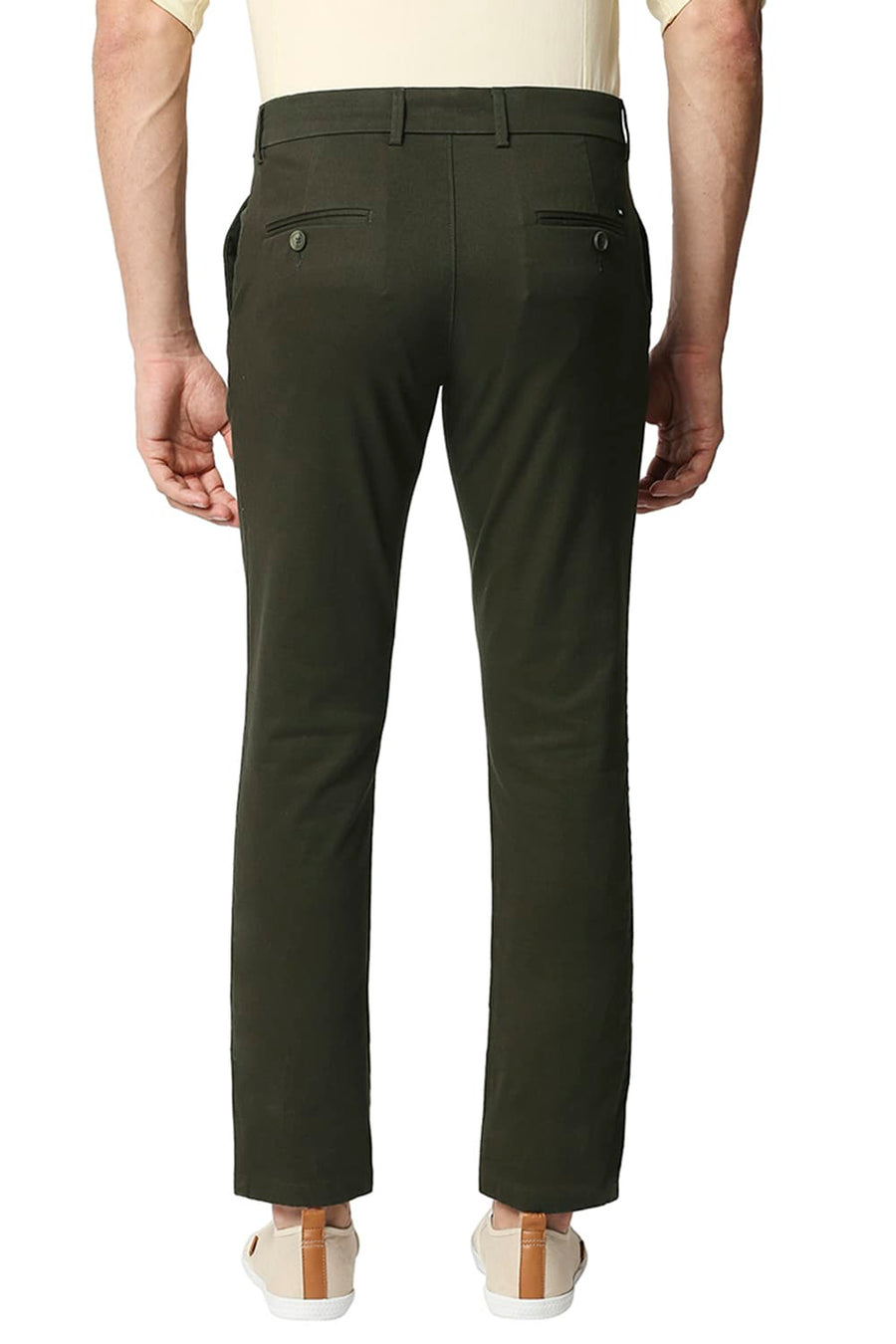 BASICS TAPERED FIT OLIVE NIGHT STRETCH TROUSERS