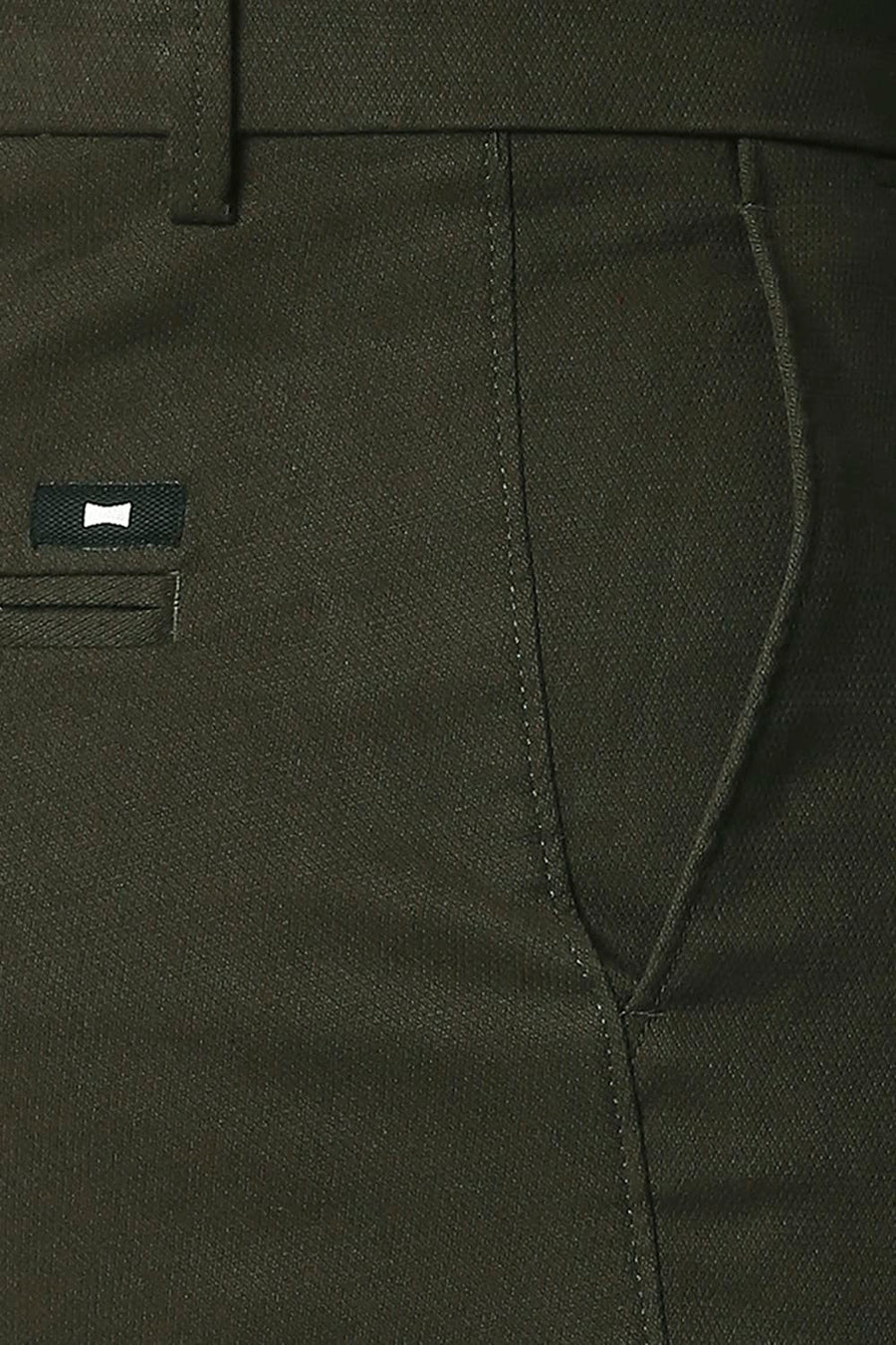 BASICS TAPERED FIT OLIVE NIGHT STRETCH TROUSERS