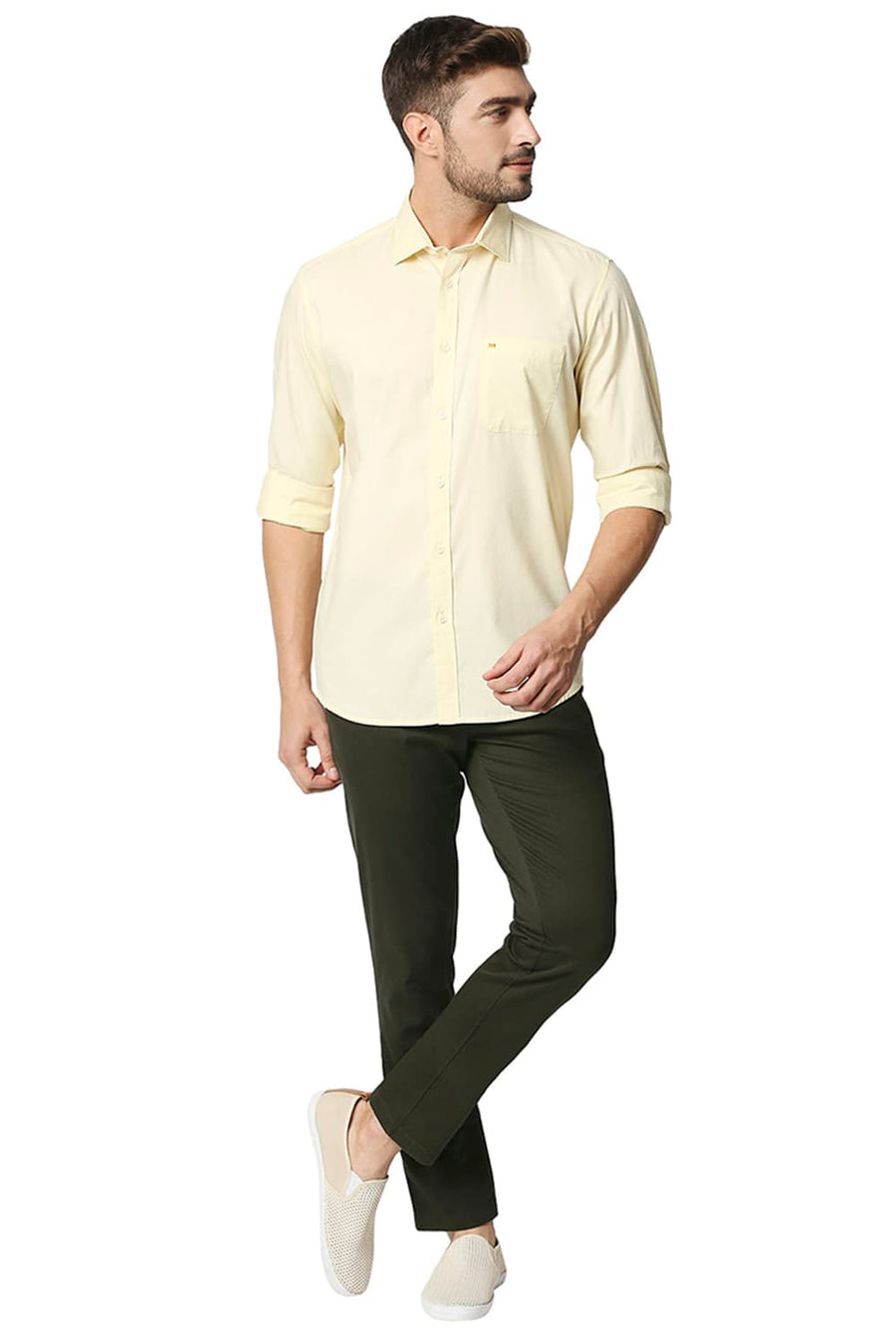 BASICS TAPERED FIT OLIVE NIGHT STRETCH TROUSERS