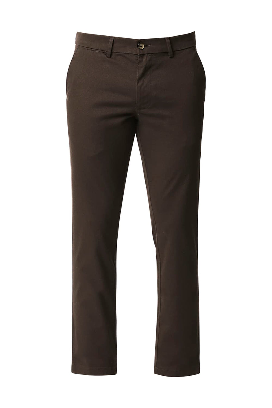 BASICS TAPERED FIT FUDGE WINE STRETCH TROUSERS