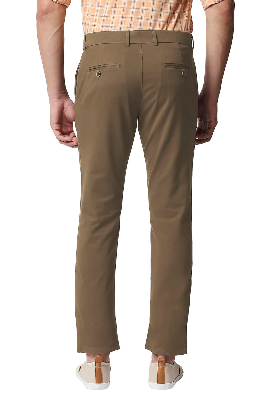 BASICS TAPERED FIT SEPIA BROWN STRETCH TROUSERS