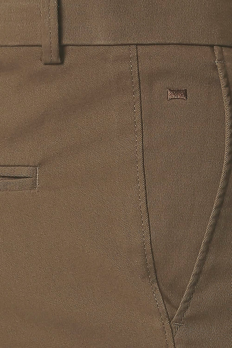 BASICS TAPERED FIT SEPIA BROWN STRETCH TROUSERS