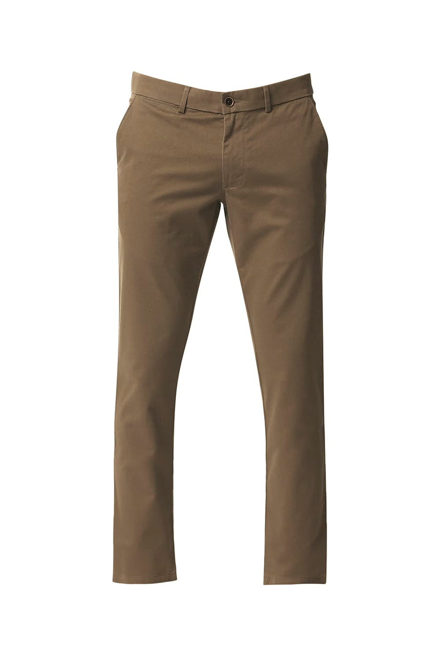 BASICS TAPERED FIT SEPIA BROWN STRETCH TROUSERS