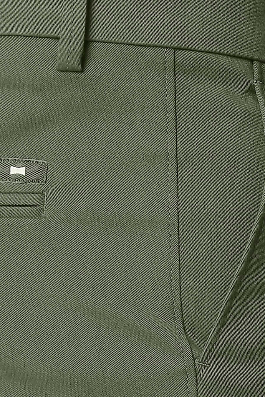 BASICS TAPERED FIT OLIVINE GREEN STRETCH TROUSERS