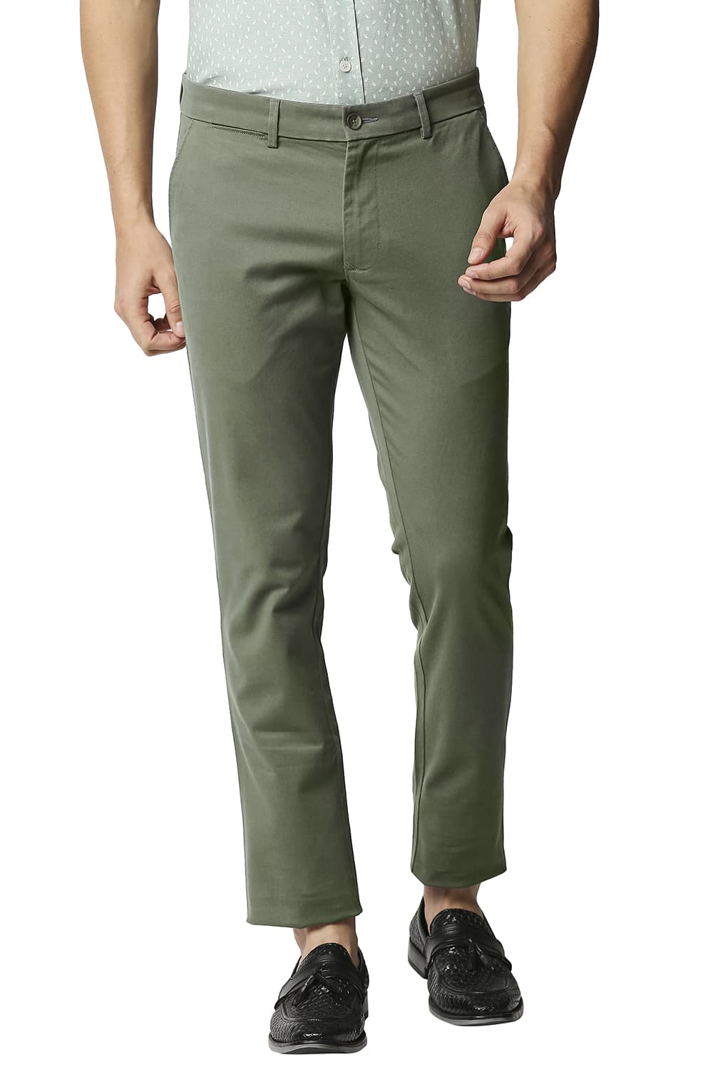 BASICS TAPERED FIT STRETCH TROUSERS