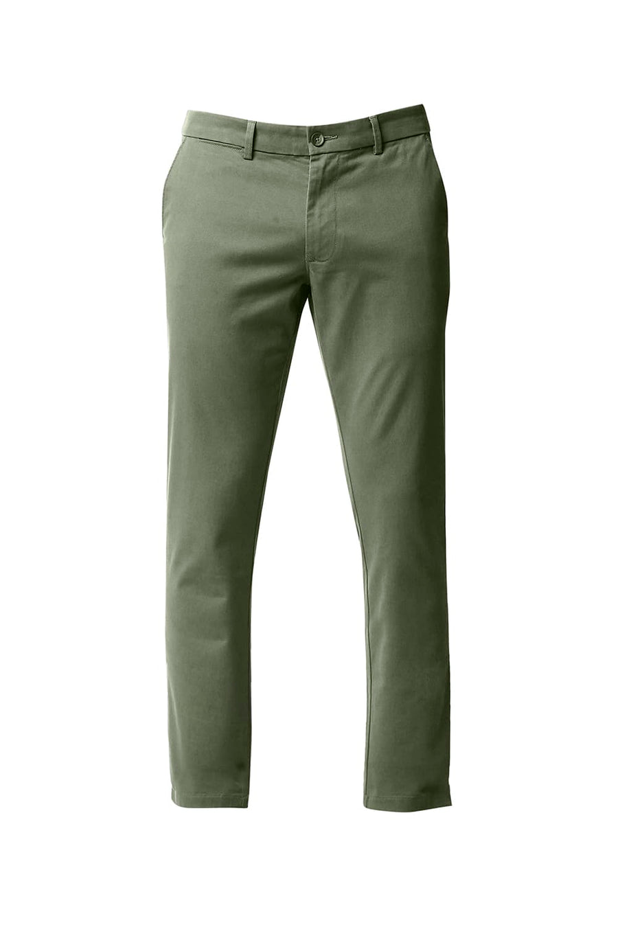 BASICS TAPERED FIT OLIVINE GREEN STRETCH TROUSERS