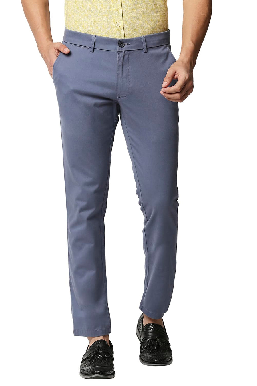 BASICS TAPERED FIT WINDWARD BLUE STRETCH TROUSERS