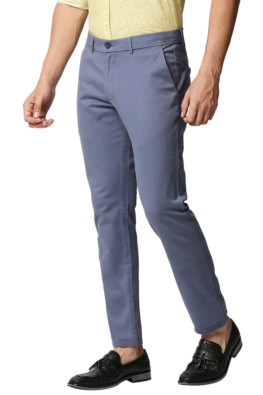 BASICS TAPERED FIT WINDWARD BLUE STRETCH TROUSERS