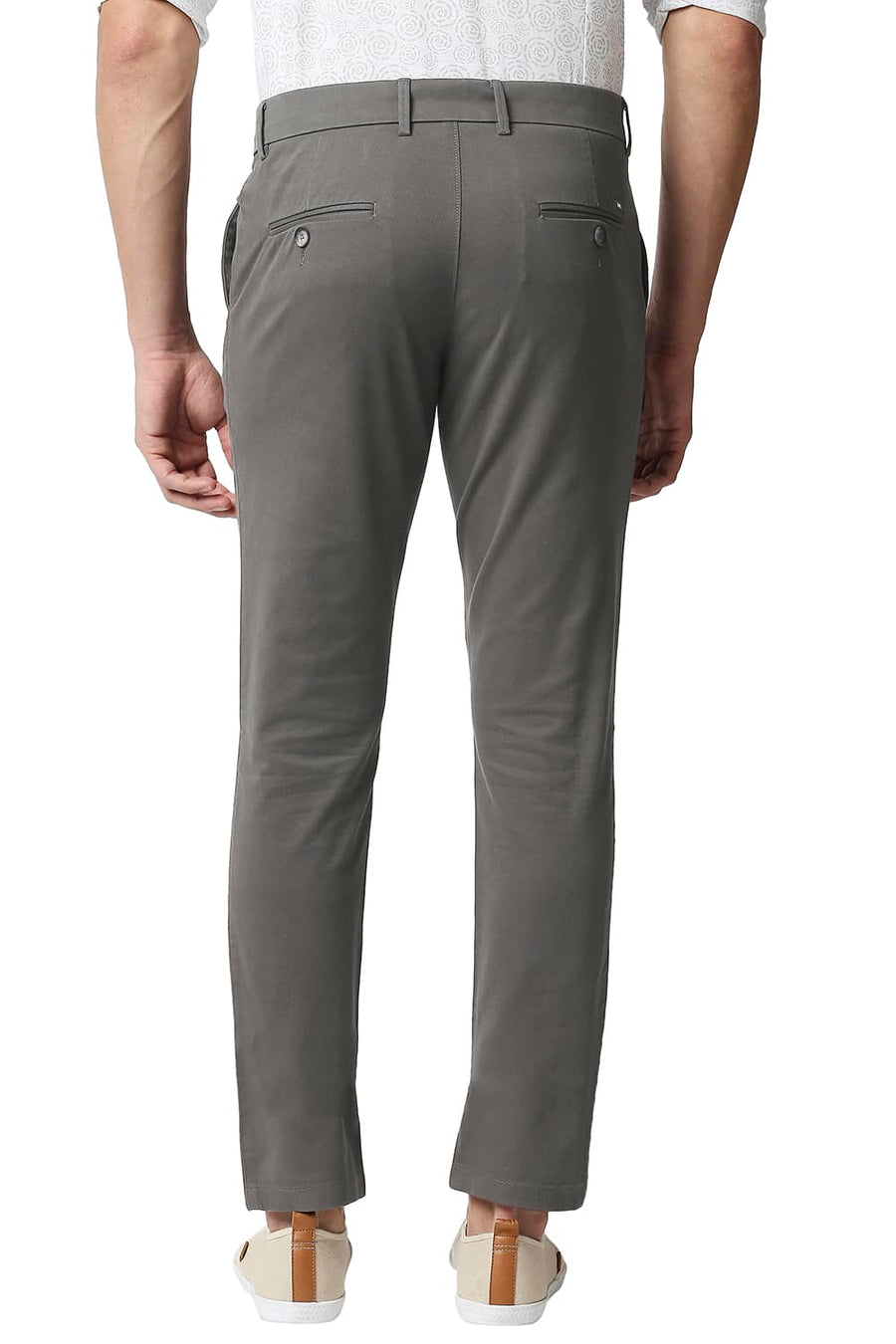 BASICS TAPERED FIT GARGOYLE GREY STRETCH TROUSERS