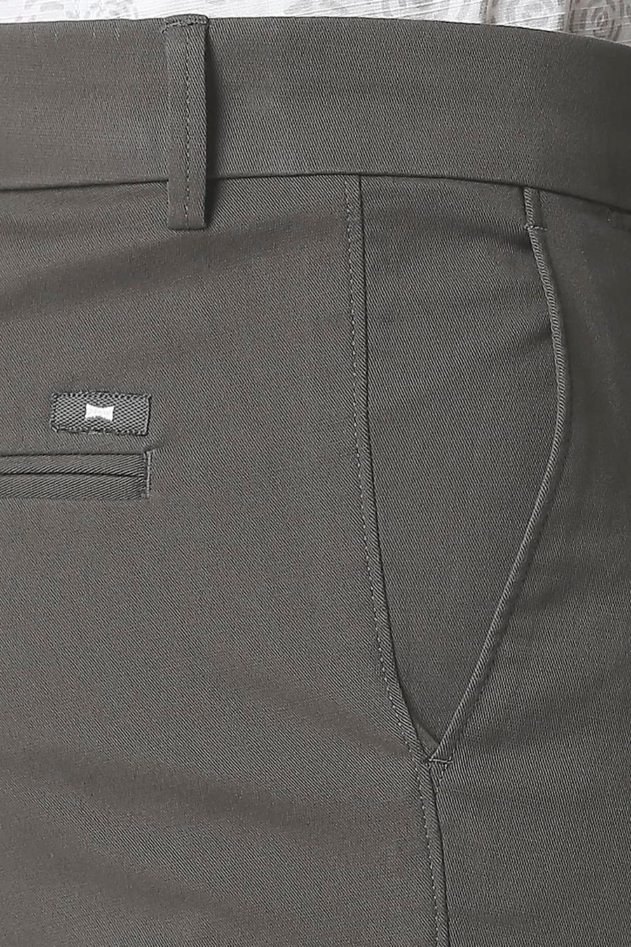 BASICS TAPERED FIT GARGOYLE GREY STRETCH TROUSERS