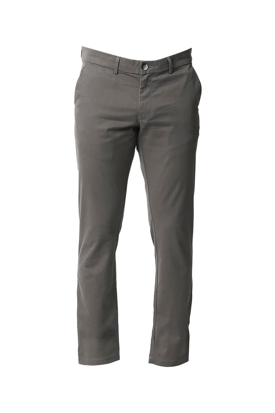 BASICS TAPERED FIT GARGOYLE GREY STRETCH TROUSERS
