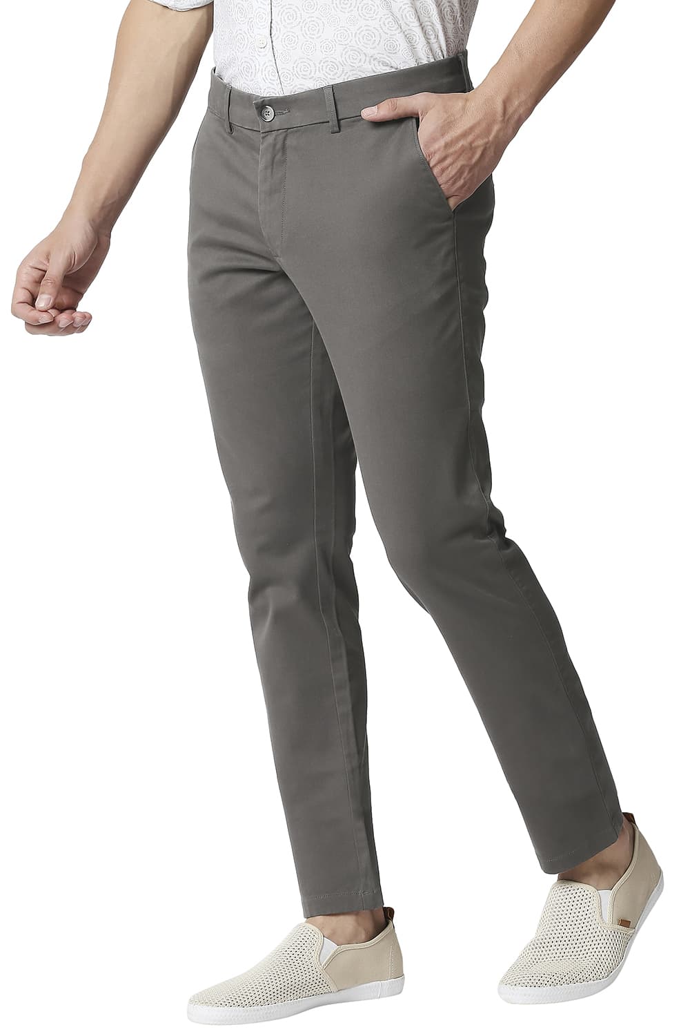 BASICS TAPERED FIT STRETCH TROUSERS