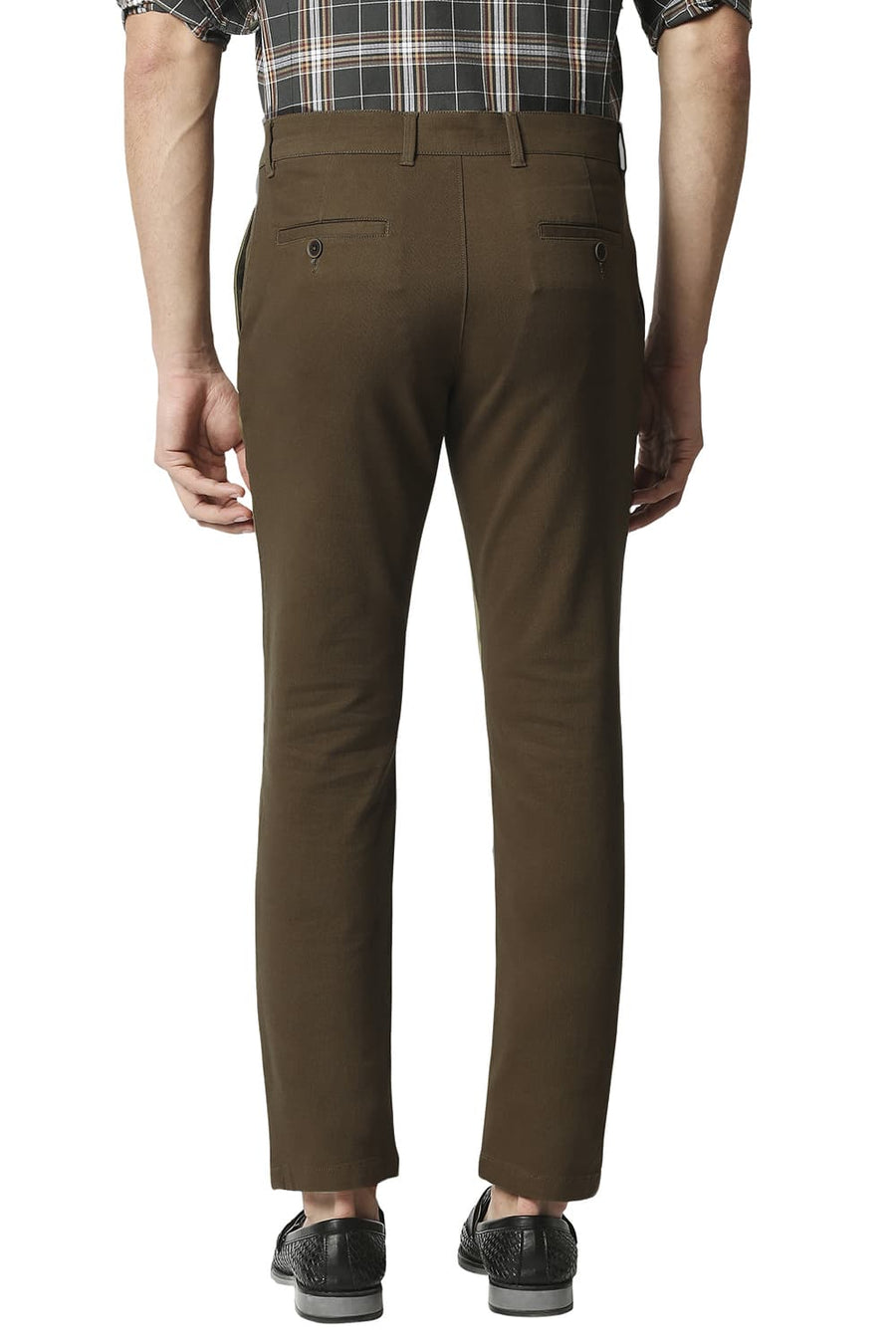 BASICS TAPERED FIT KANGAROO BROWN STRETCH TROUSERS