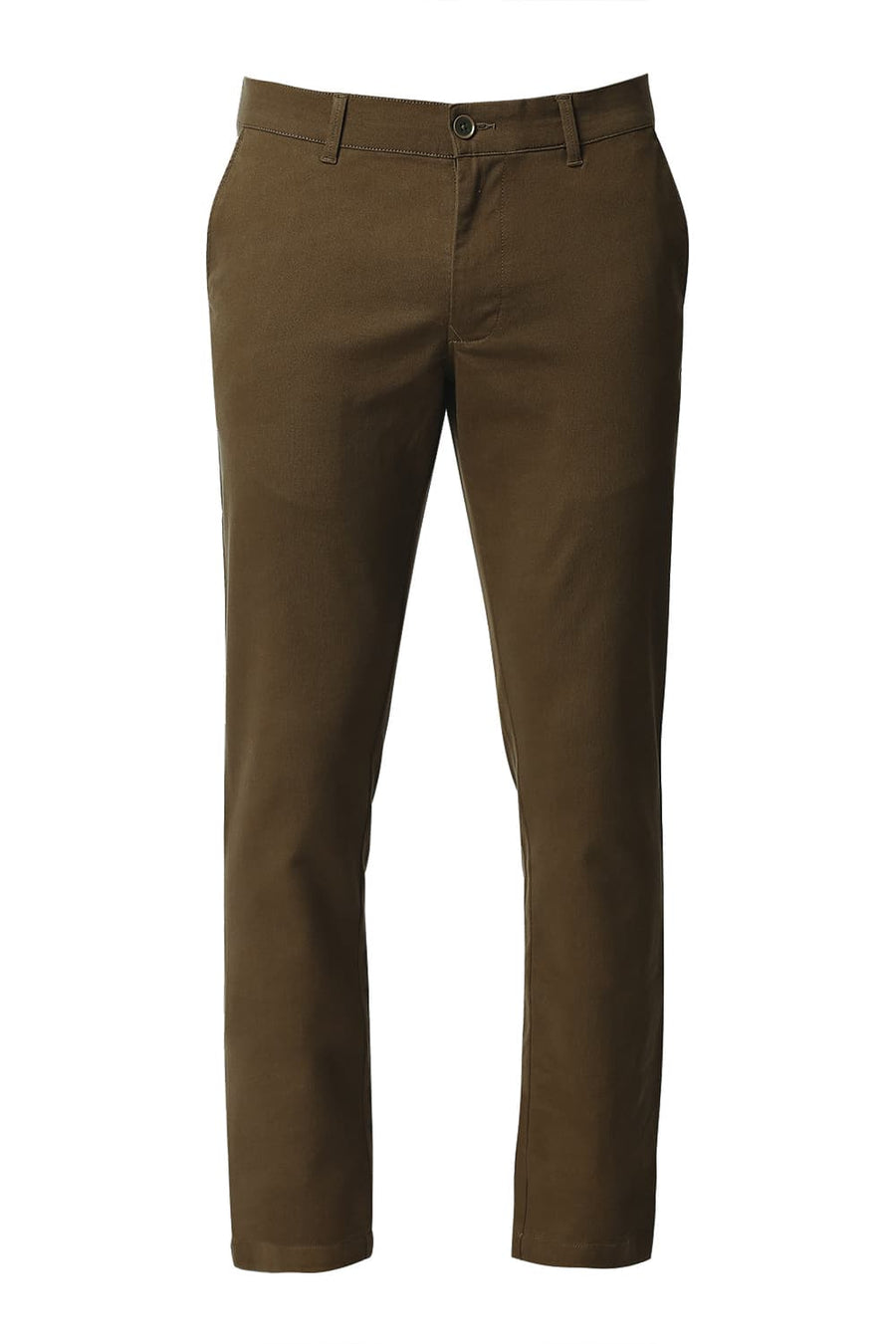 BASICS TAPERED FIT KANGAROO BROWN STRETCH TROUSERS