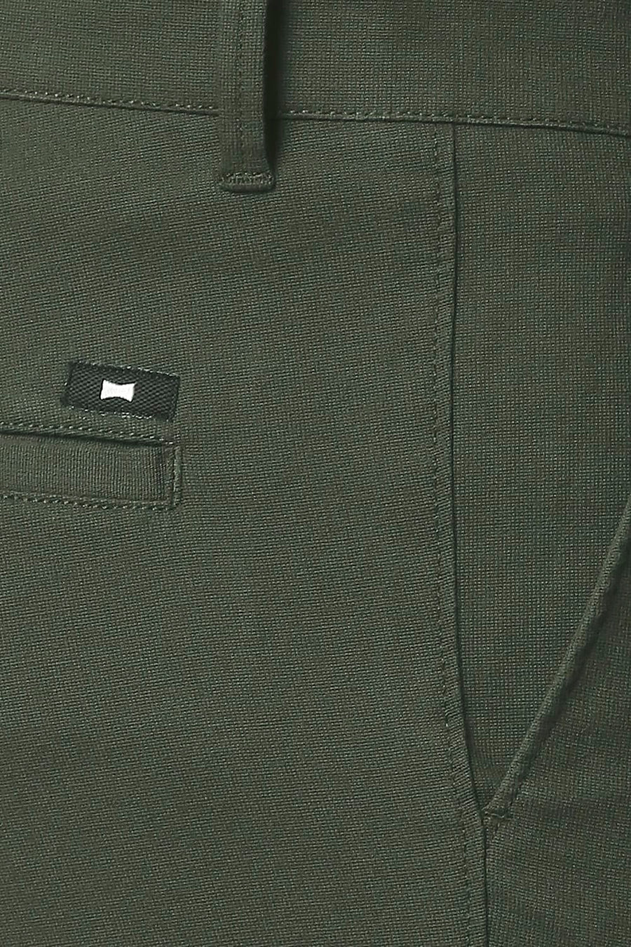 BASICS TAPERED FIT KOMBU OLIVE STRETCH TROUSERS