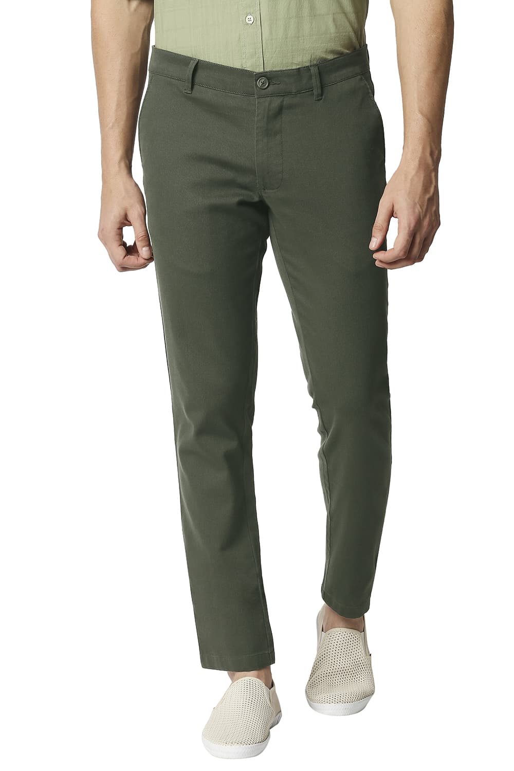 BASICS TAPERED FIT STRETCH TROUSERS