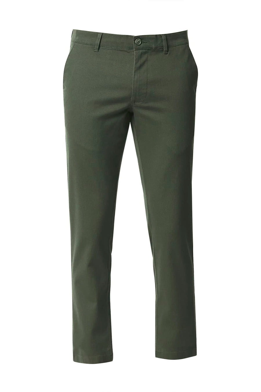 BASICS TAPERED FIT KOMBU OLIVE STRETCH TROUSERS