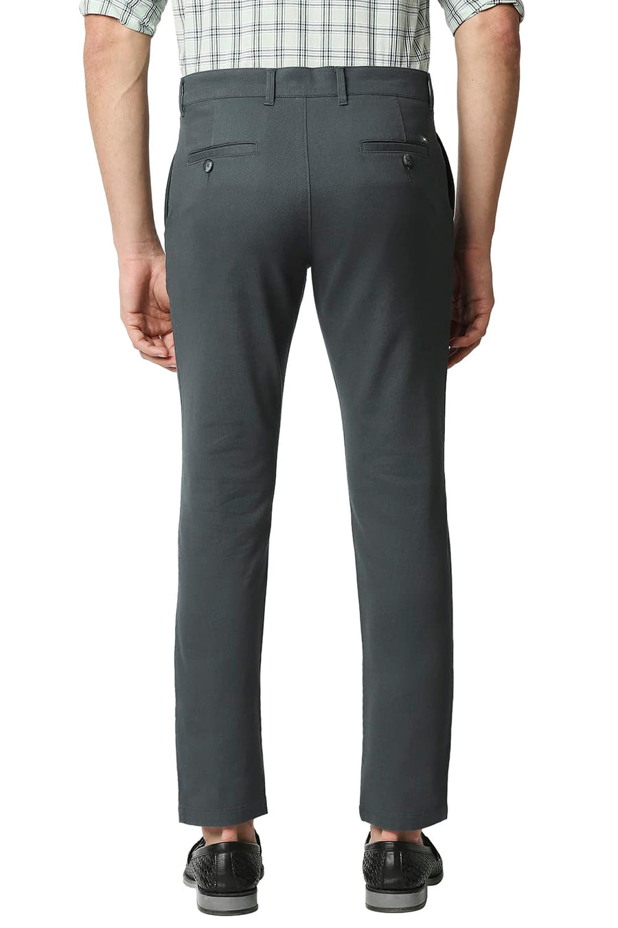 BASICS TAPERED FIT TURBULANCE GREY STRETCH TROUSERS