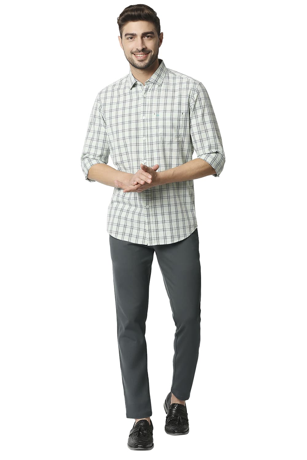 BASICS TAPERED FIT STRETCH TROUSERS