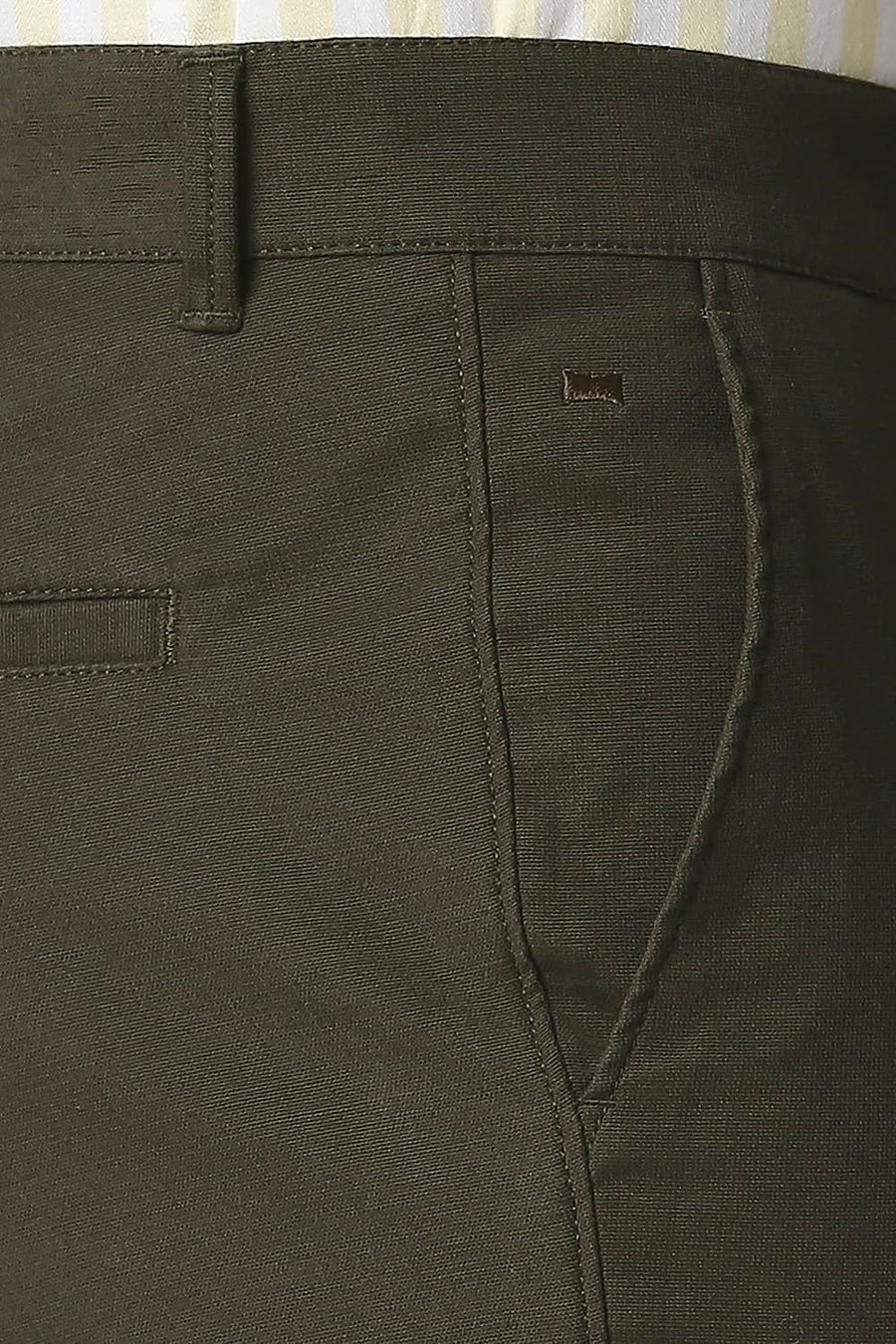 BASICS TAPERED FIT SLATE COFFEE STRETCH TROUSERS