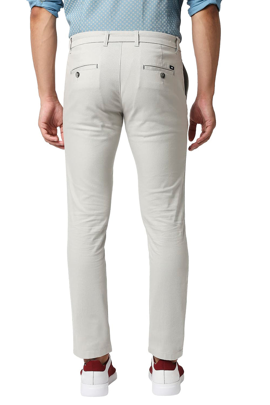 BASICS TAPERED FIT ONYX GREY COTTON STRETCH TROUSERS