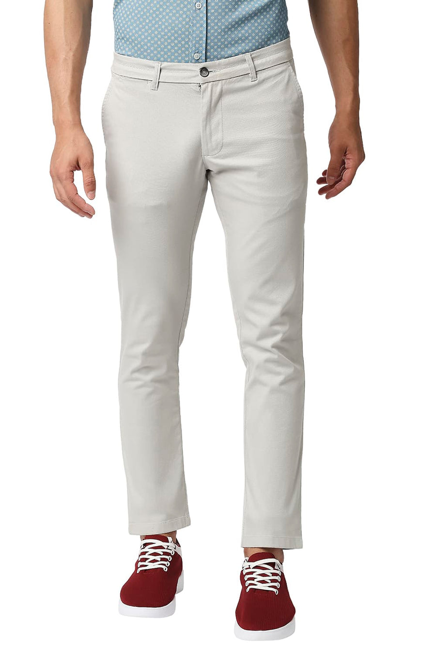 BASICS TAPERED FIT ONYX GREY COTTON STRETCH TROUSERS