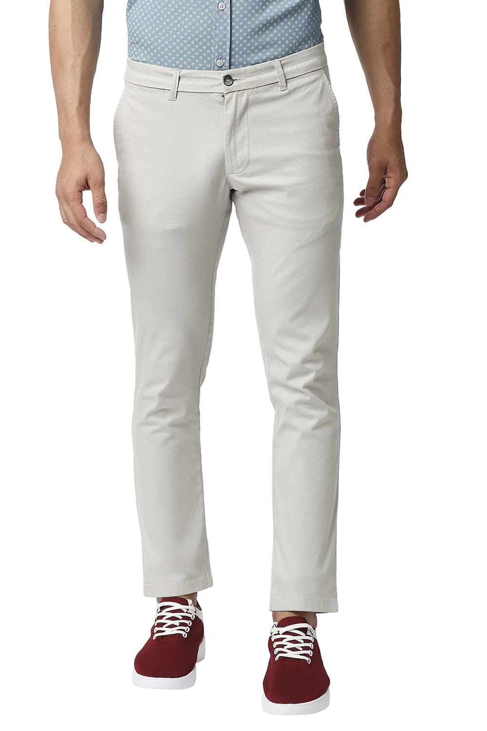 BASICS TAPERED FIT COTTON STRETCH TROUSERS