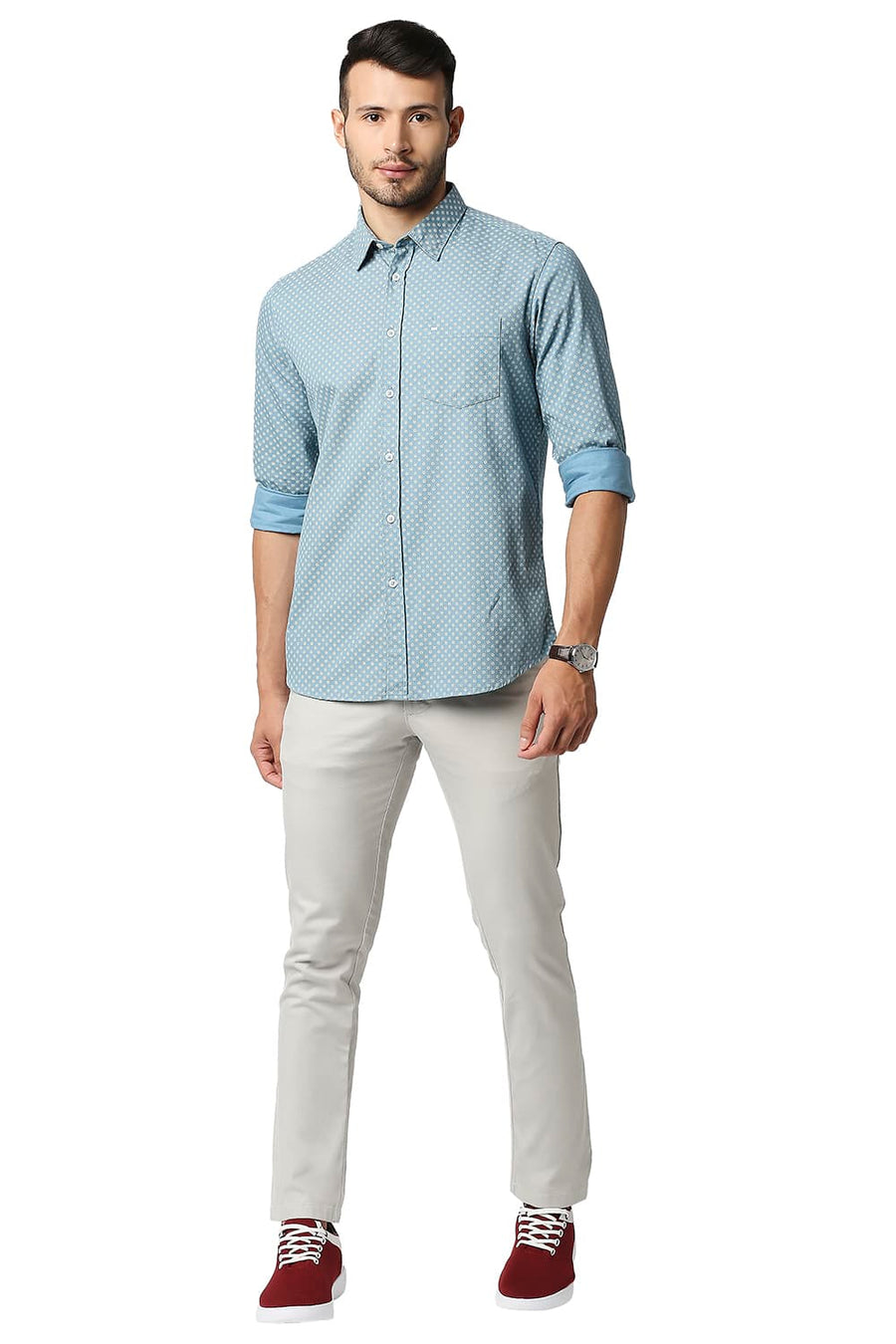 BASICS TAPERED FIT ONYX GREY COTTON STRETCH TROUSERS
